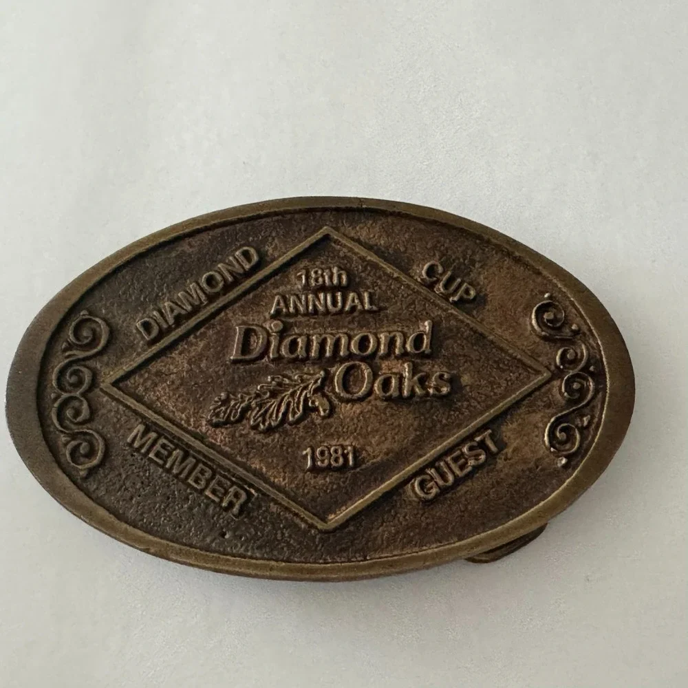 Vintage 1981 B&H Belt Buckle Diamond Oaks Fort Worth Tx 18th Annual Diamond Cup